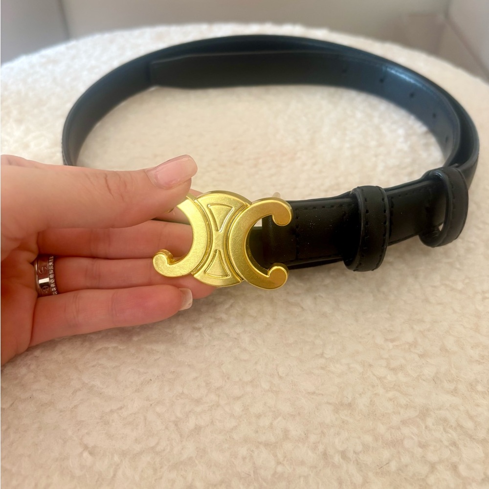 Black Belt with Gold Logo Buckle